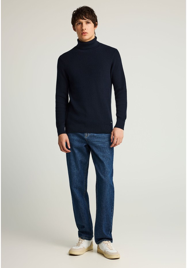Men's knitted cotton turtleneck sweater