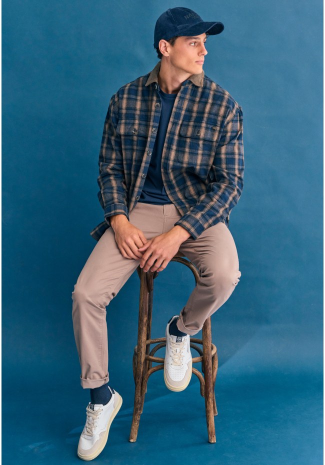 Men's plaid cotton overshirt