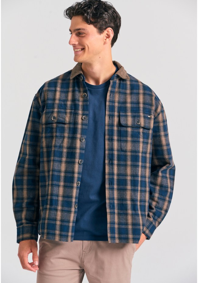 Men's plaid cotton overshirt