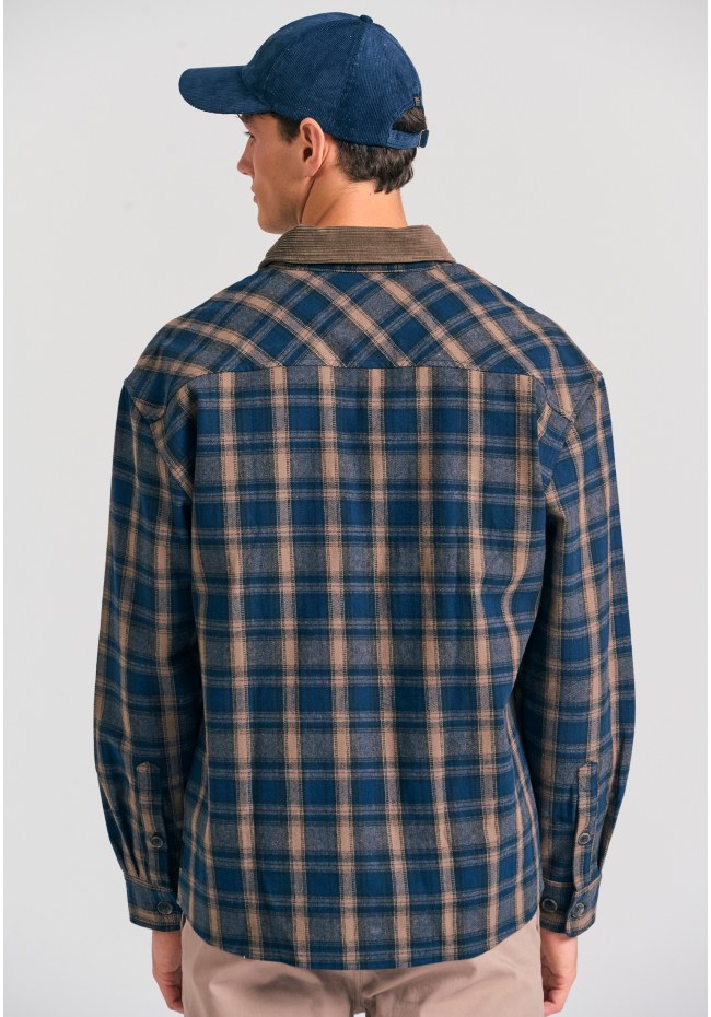 Men's plaid cotton overshirt