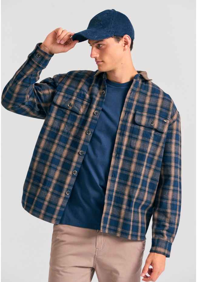 Men's plaid cotton overshirt
