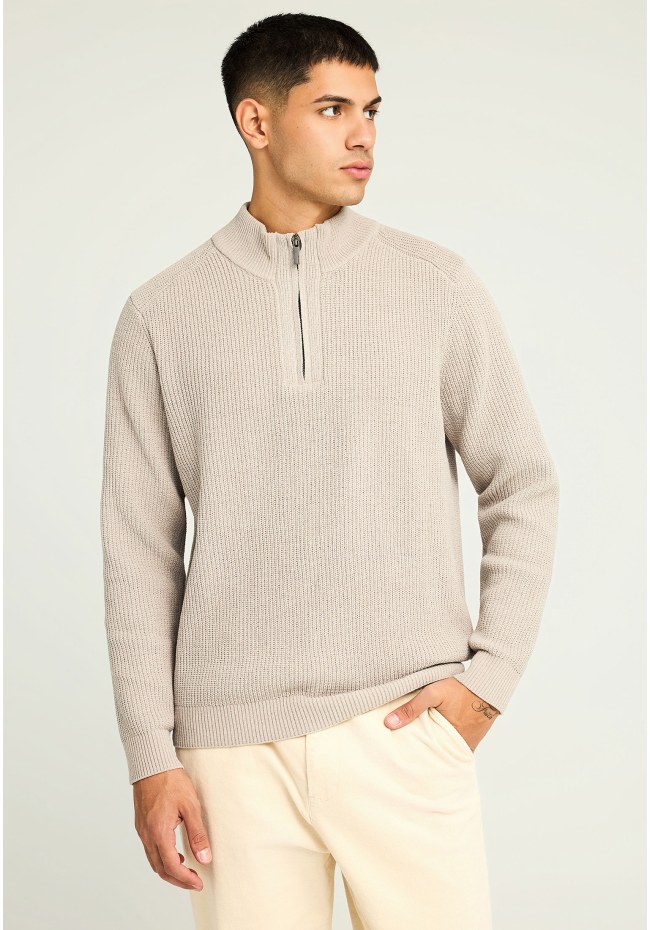 Men's half-zip sweater FBM012-052-09_ASH| funky-buddha.com