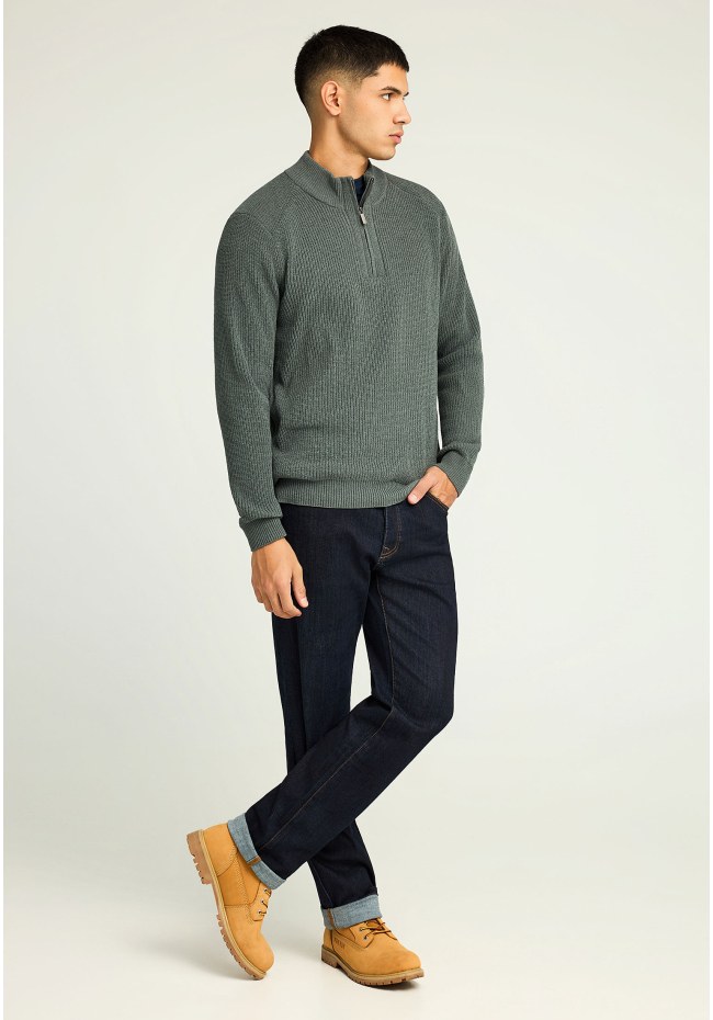 Ανδρικό half-zip πλεκτό πουλόβερ
