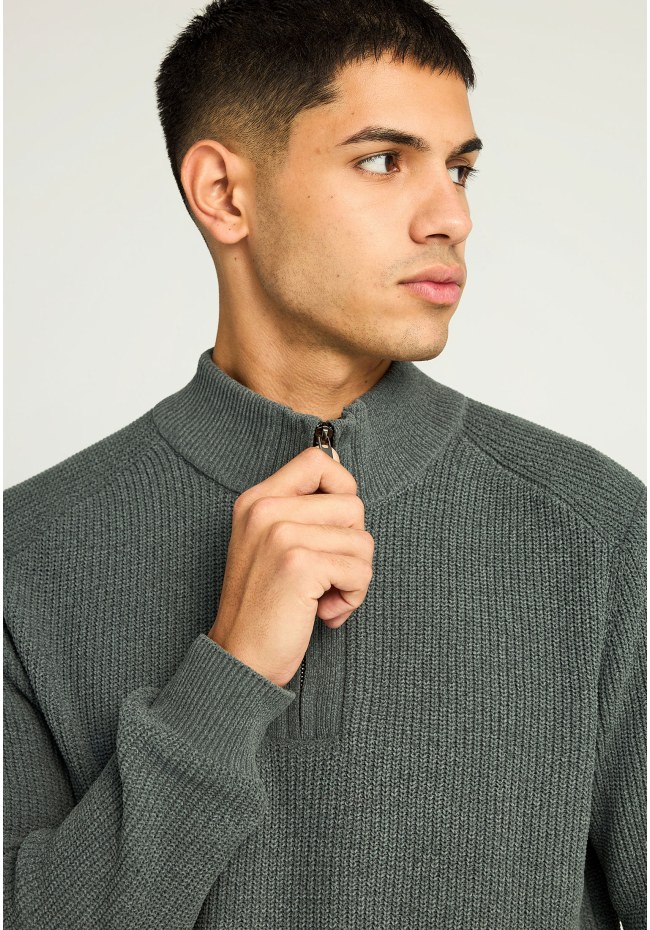 Ανδρικό half-zip πλεκτό πουλόβερ