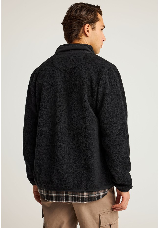 Fleece zip-up hoodie with chest pocket