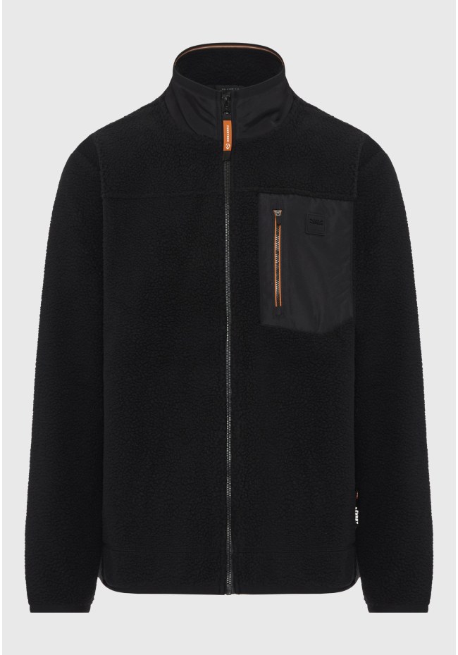 Fleece zip-up hoodie with chest pocket