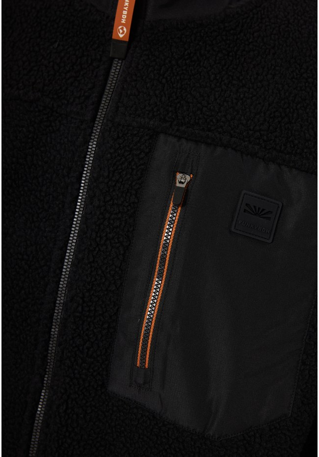 Fleece zip-up hoodie with chest pocket