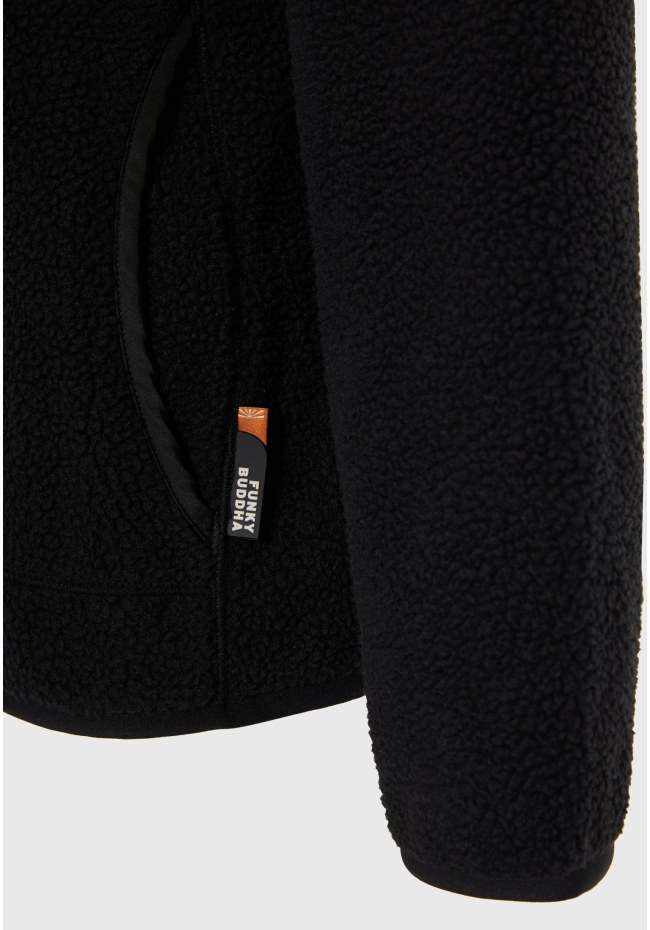 Fleece zip-up hoodie with chest pocket