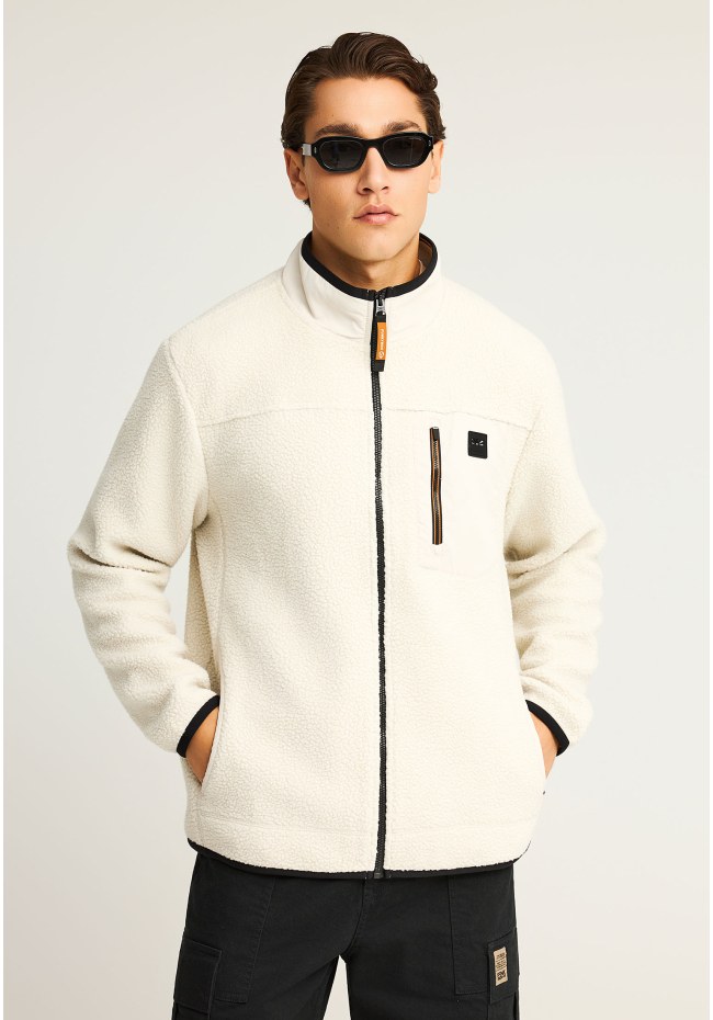Fleece zip-up hoodie with chest pocket