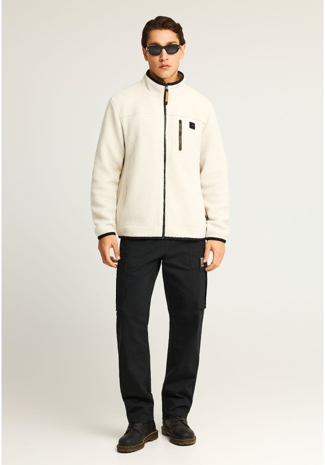 Fleece zip-up hoodie with chest pocket