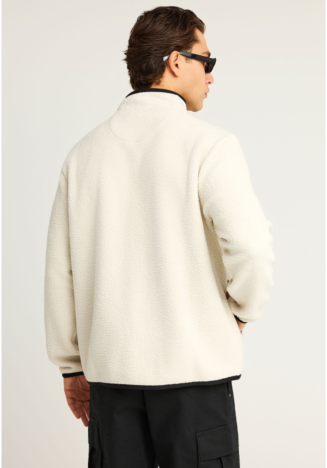Fleece zip-up hoodie with chest pocket