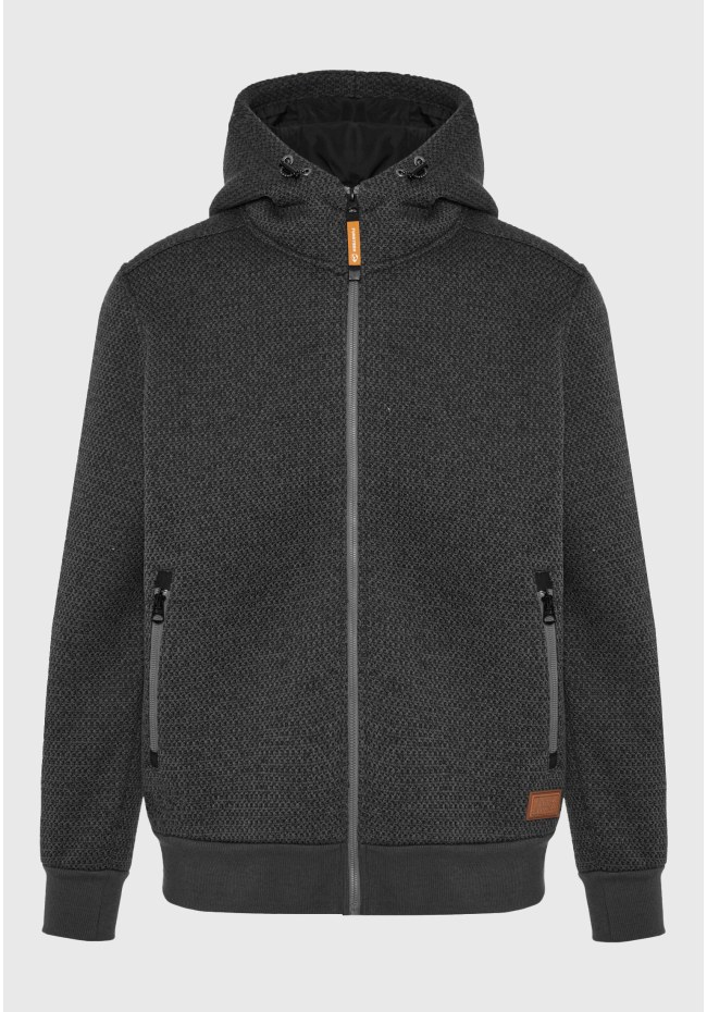 Men's single-color knitted zip-up hoodie