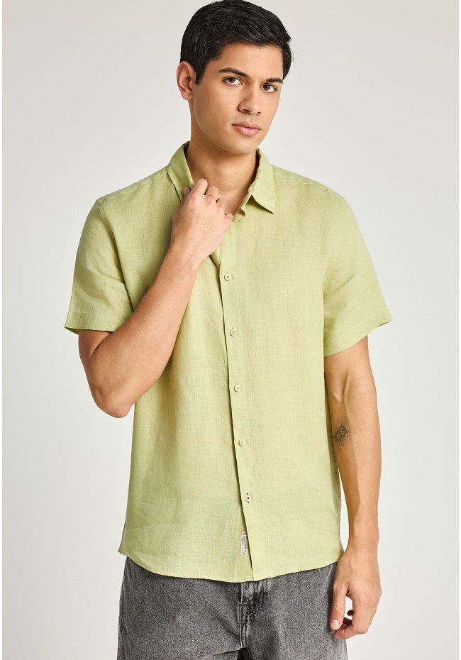 Ανδρικό λινό πουκάμισο με κοντό μανίκι - The essentials