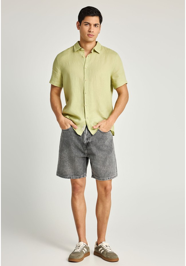 Ανδρικό λινό πουκάμισο με κοντό μανίκι - The essentials