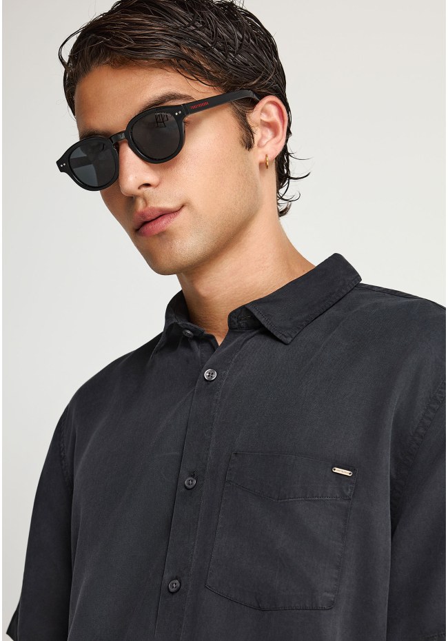 Men's lyocell shirt with chest pocket