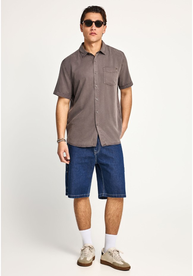 Men's lyocell shirt with chest pocket
