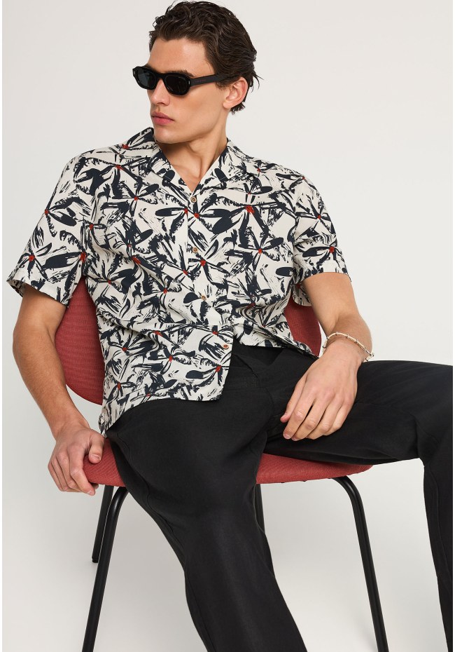 Ανδρικό comfort fit λινό chino παντελόνι