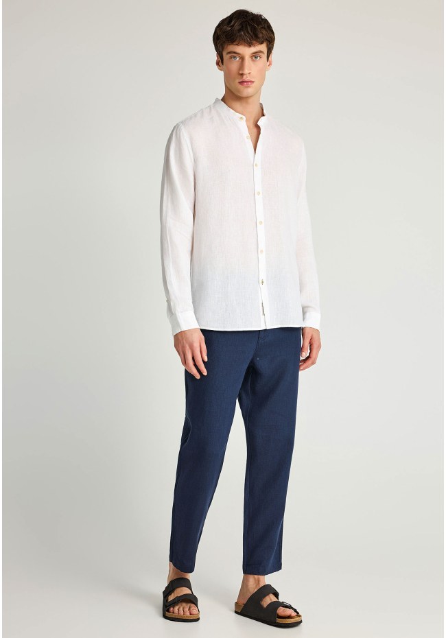 Ανδρικό comfort fit λινό chino παντελόνι