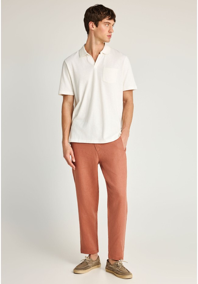 Ανδρική μονόχρωμη μπλούζα polo relaxed fit