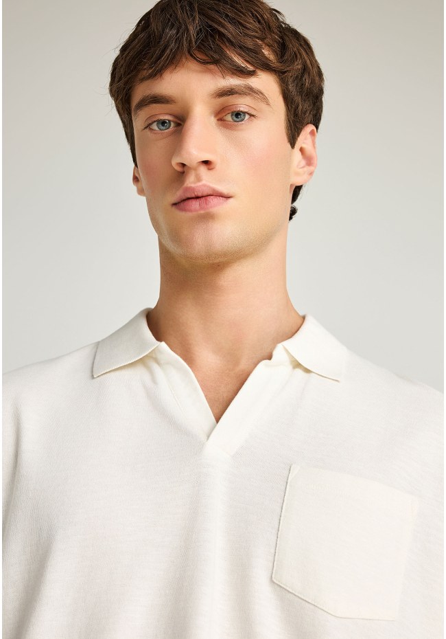 Ανδρική μονόχρωμη μπλούζα polo relaxed fit