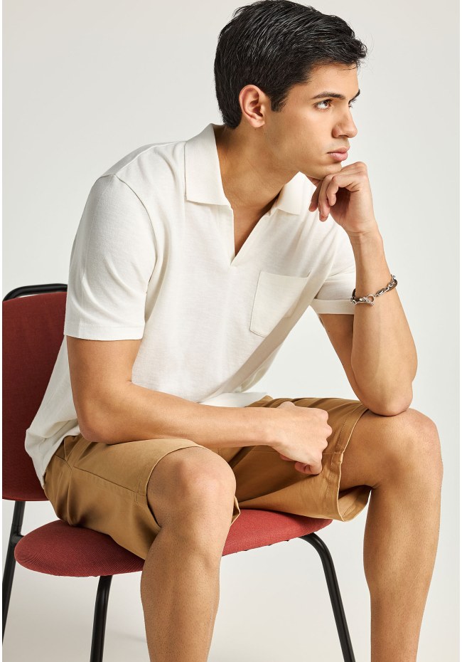 Ανδρική μονόχρωμη μπλούζα polo relaxed fit