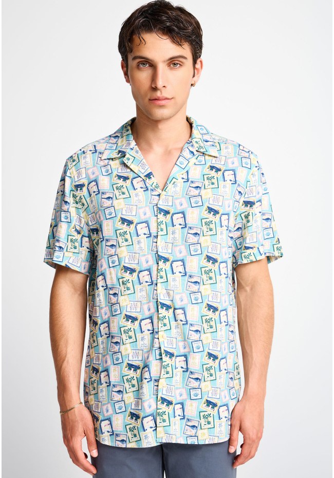 Men's relaxed short-sleeve linen shirt