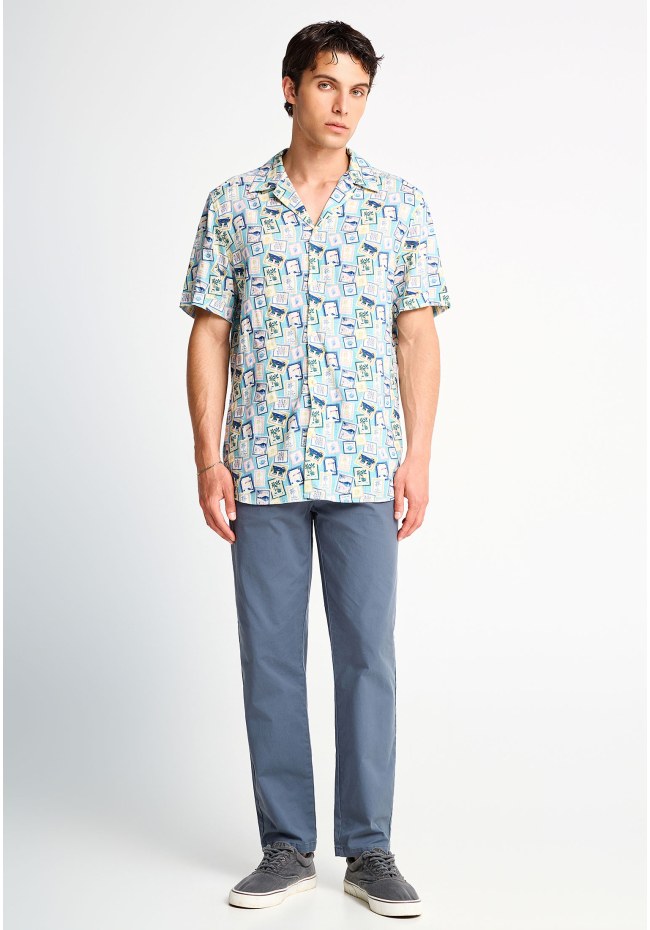 Men's relaxed short-sleeve linen shirt