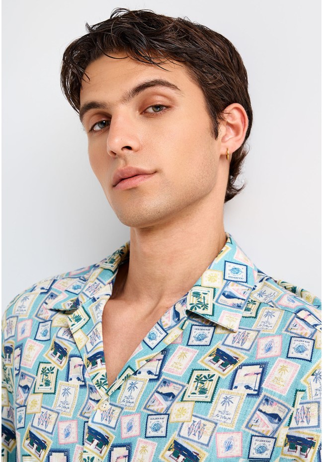 Men's relaxed short-sleeve linen shirt