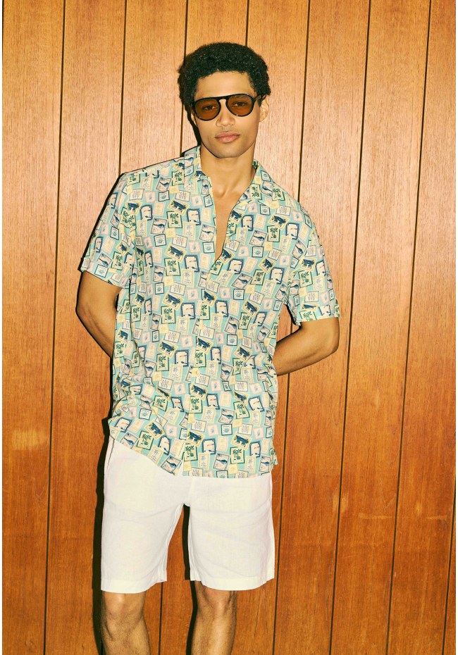 Men's relaxed short-sleeve linen shirt