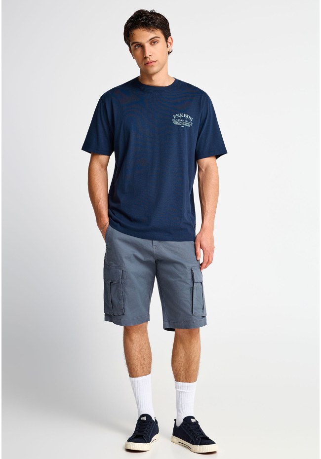 Ανδρικό relaxed t-shirt με τύπωμα στην πλάτη