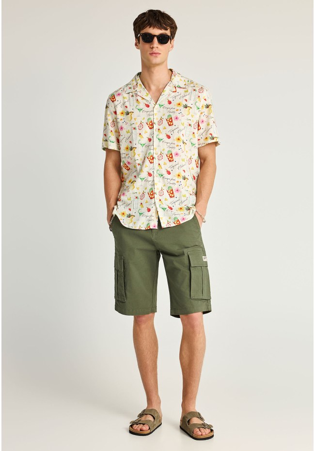 Men's relaxed linen blend short-sleeve shirt
