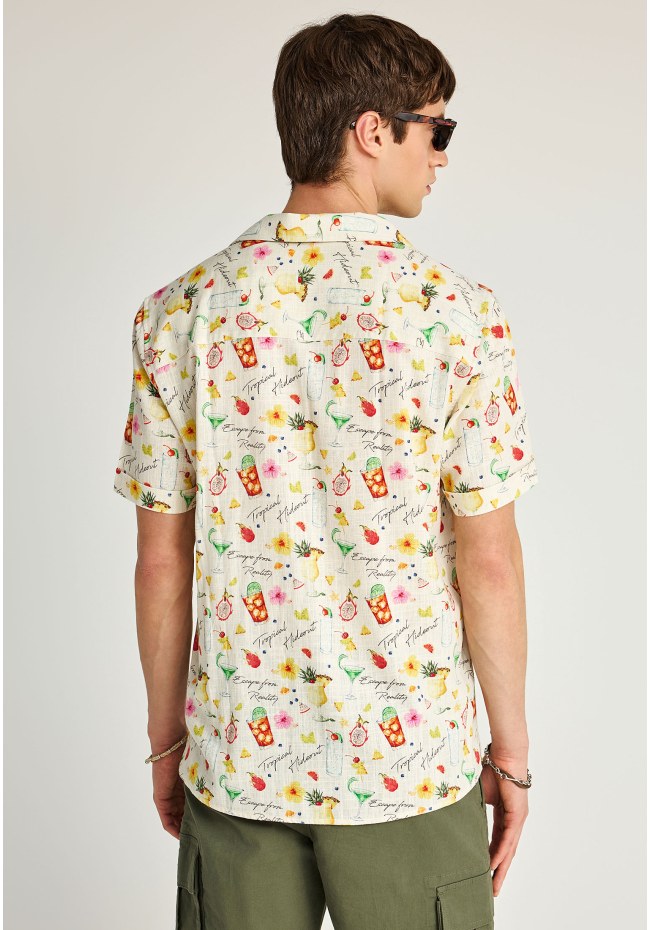 Men's relaxed linen blend short-sleeve shirt