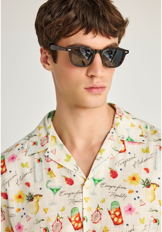 Men's relaxed linen blend short-sleeve shirt