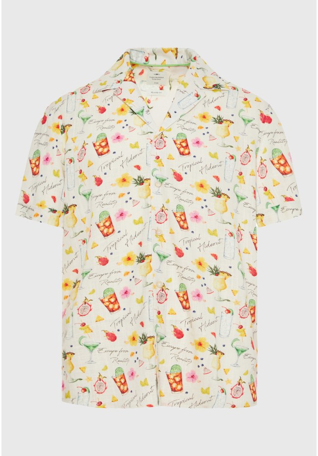 Men's relaxed linen blend short-sleeve shirt