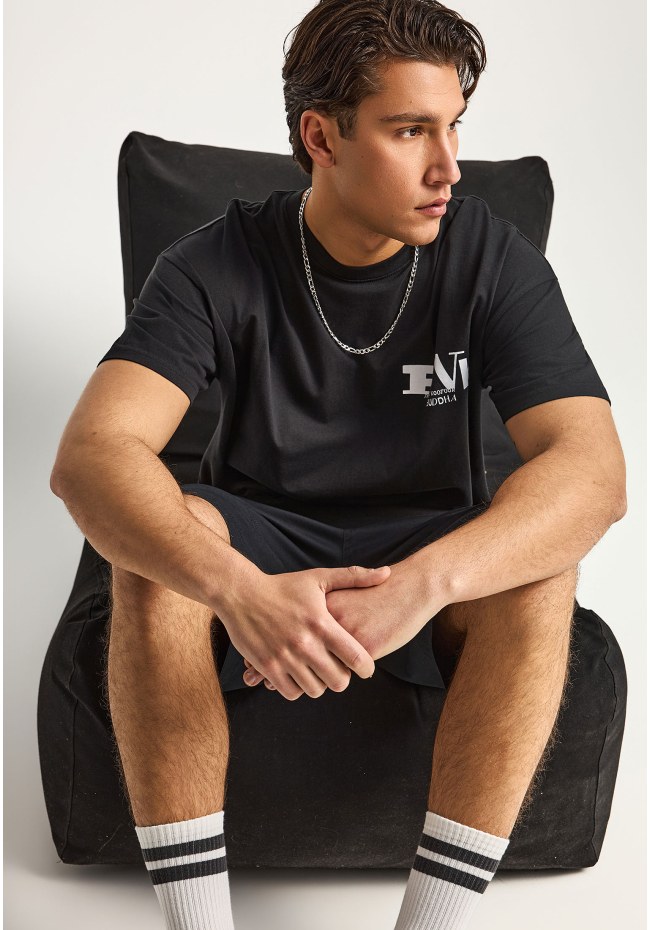 Ανδρικό oversized t-shirt με τύπωμα στην πλάτη