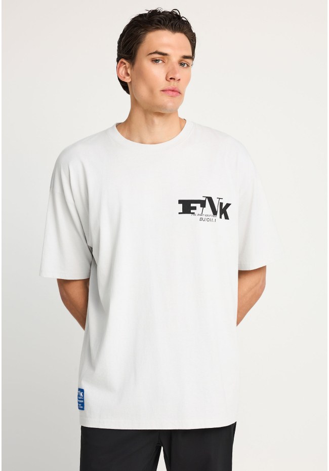 Ανδρικό oversized t-shirt με τύπωμα στην πλάτη