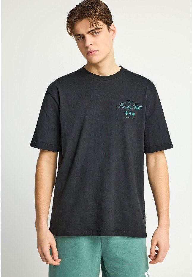 Men's relaxed t-shirt with print FBM013-020-04_BLACK| funky-buddha.com