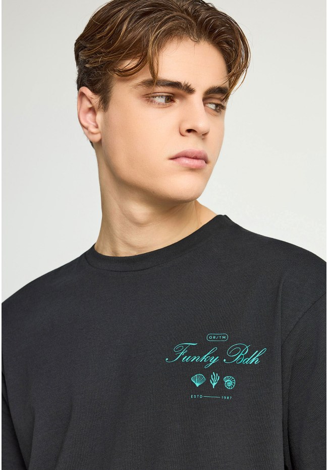 Ανδρικό βαμβακερό relaxed t-shirt με τύπωμα