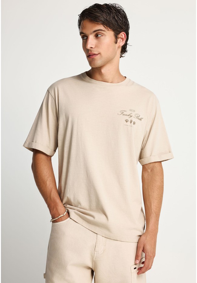 Ανδρικό βαμβακερό relaxed t-shirt με τύπωμα