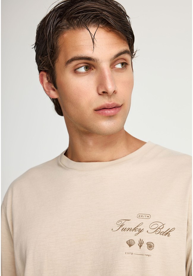 Ανδρικό βαμβακερό relaxed t-shirt με τύπωμα