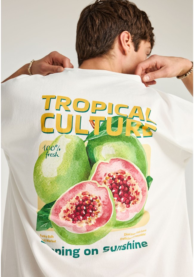 Ανδρικό βαμβακερό oversized t-shirt με τύπωμα