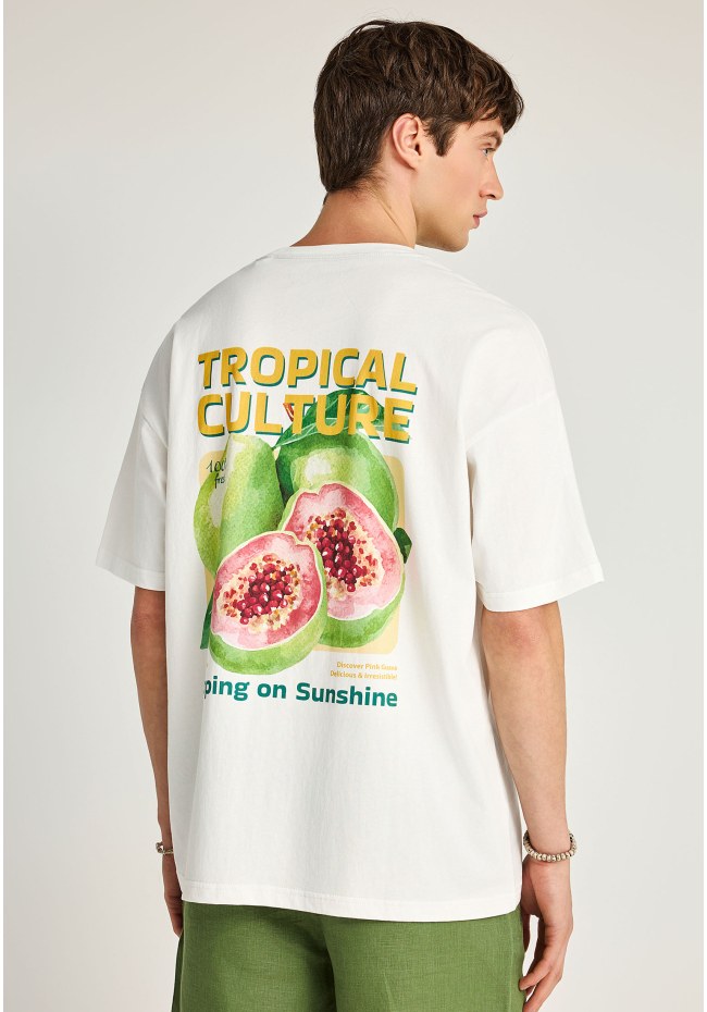 Ανδρικό βαμβακερό oversized t-shirt με τύπωμα