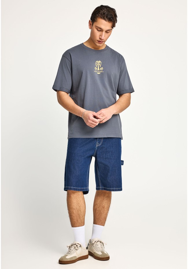 Ανδρικό relaxed t-shirt με τύπωμα στην πλάτη