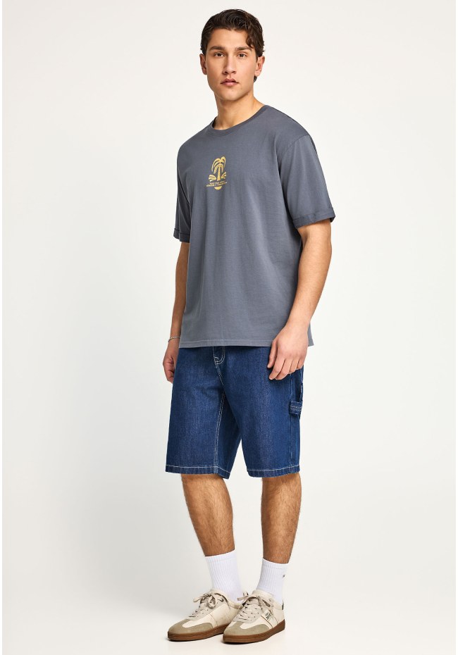 Ανδρικό relaxed t-shirt με τύπωμα στην πλάτη