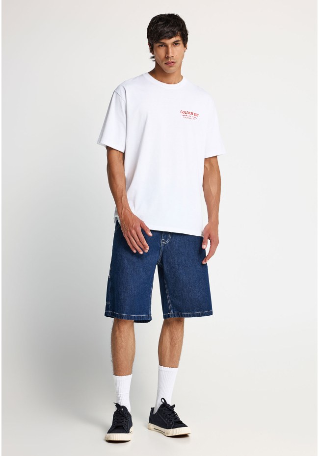 Ανδρικό relaxed t-shirt με τύπωμα στην πλάτη