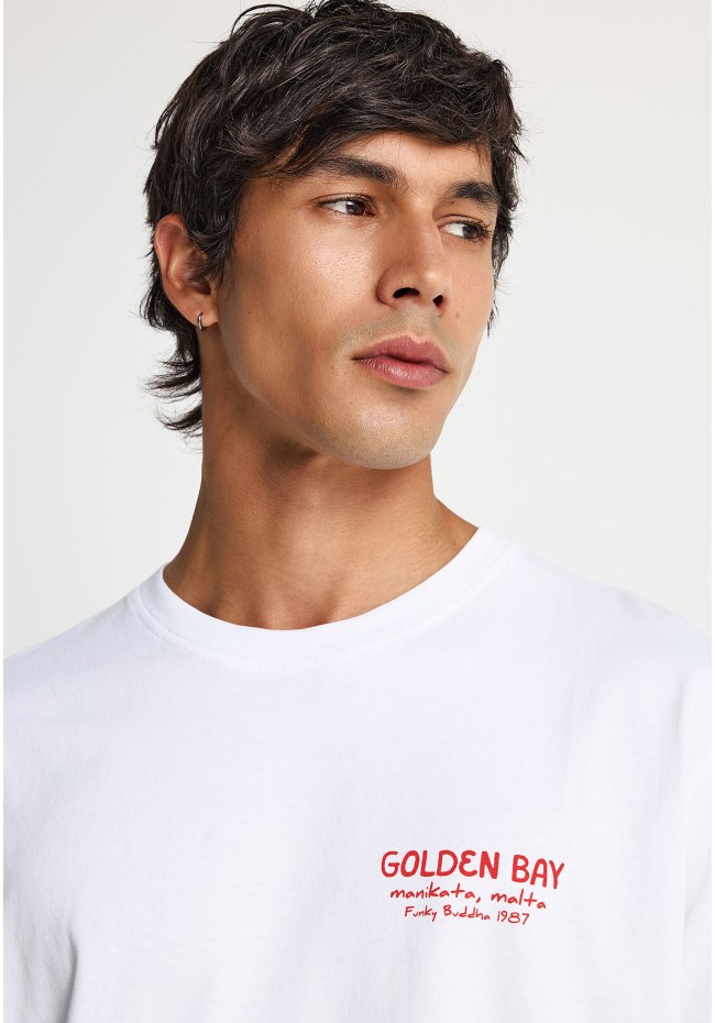 Ανδρικό relaxed t-shirt με τύπωμα στην πλάτη