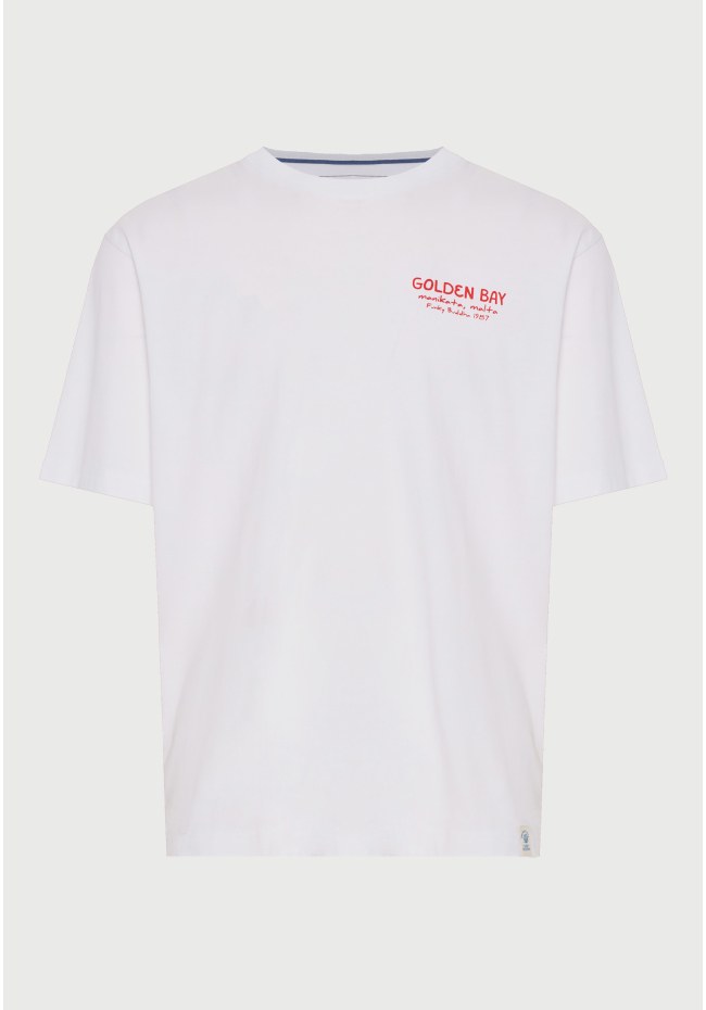 Ανδρικό relaxed t-shirt με τύπωμα στην πλάτη