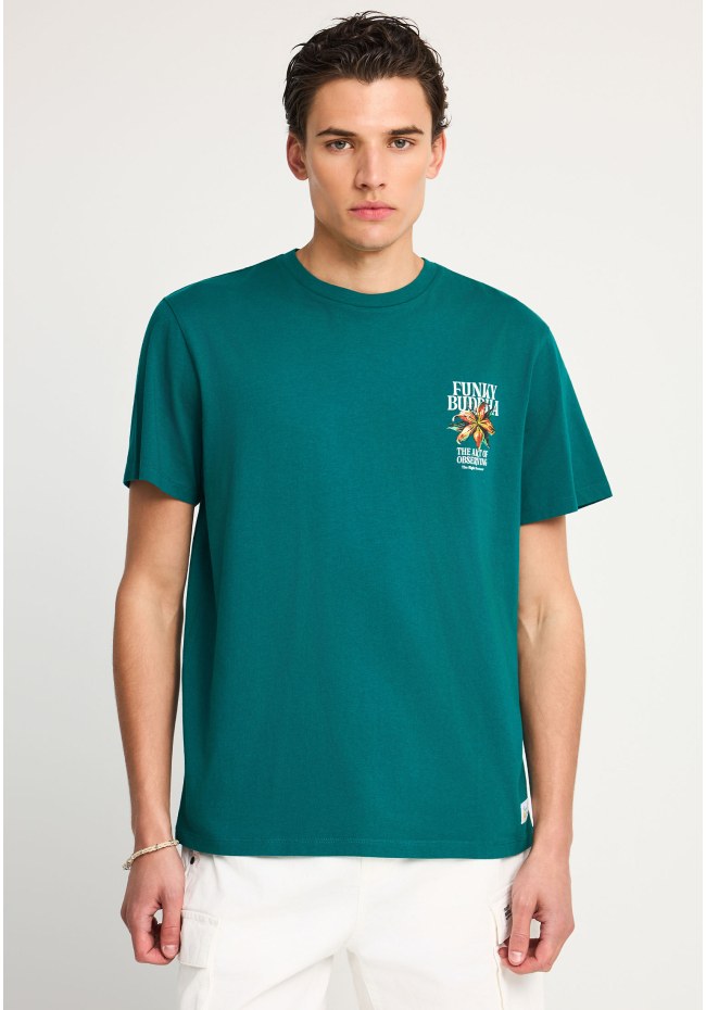 Men's cotton t-shirt with print on the back