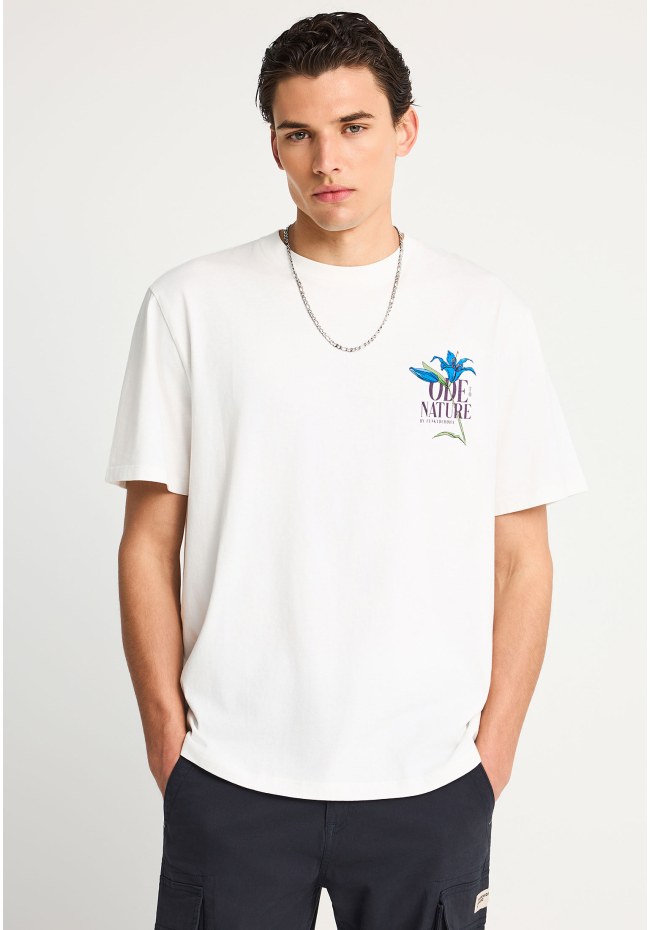 Ανδρικό relaxed t-shirt με τύπωμα στην πλάτη