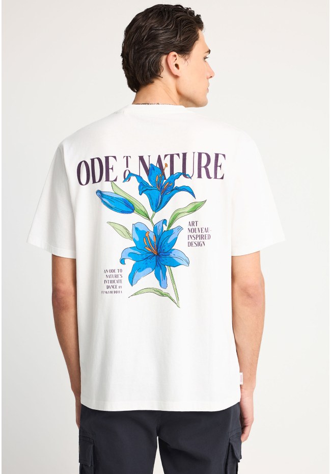 Ανδρικό relaxed t-shirt με τύπωμα στην πλάτη